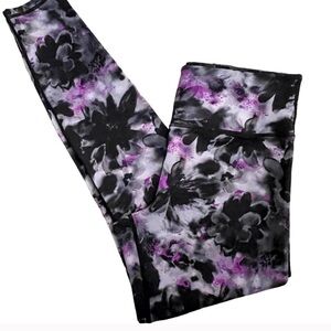 Zyia Active Floral Watercolor Soft n Snug leggings size 4 purple black high EUC